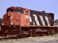 The Bombardier HR412 was a bit of a low selling oddball. When MLW pulled out of the locomotive business Bombardier tried to take over where MLW left off but with little success. The zHR412 basically was a follow up to the M420 but unfortunately only 11 units were ever built, with CN buying 10 of them. When CN retired all of its MLW / BBD’s many found new homes. 3 HR412’s found new homes on Railink Canada and rotated between North Bay and Brantford, until they were finally retired. Trillium would eventually pick up one of the units when They were retired. Here Railink HR412 3585, former CN sits in Brantford yard between assignments on July 15, 1999.