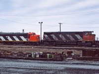 Years ago, I almost felt like a member of the OPP--patrolling the 401 between Montreal and Toronto! Belleville was always the mid-way stop for reasons most railfans will understand. On one of those routine trips, we came across this interesting lash-up at the roundhouse. By this time the M420Ws were generally in secondary and road switcher service and F7s were being retired.