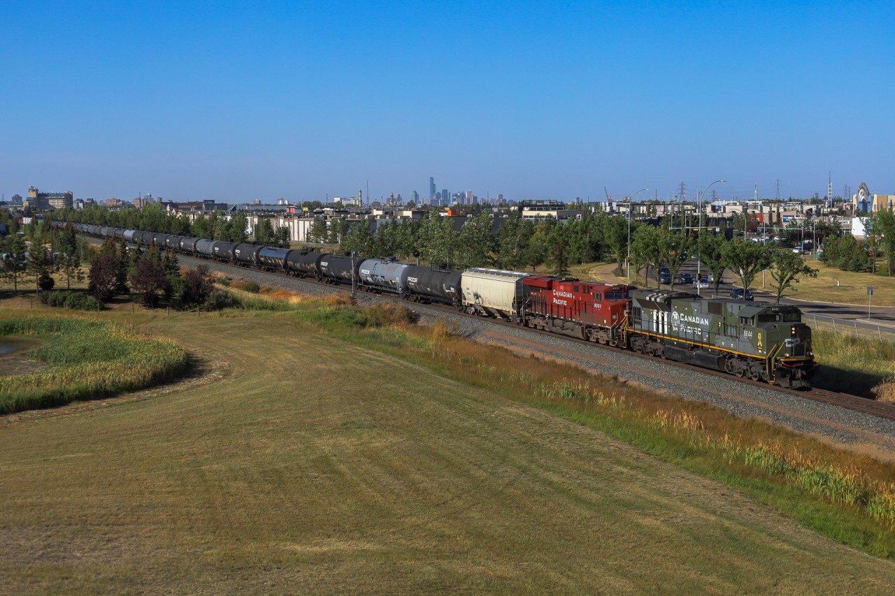 Edmonton to Vancouver train 201-02 rolls through the southside of Edmonton with CP 6644, CP 8931 and CP 9820 on tailend.
