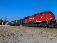 CP 7027 shoves on the rear of a manifest train bound for Idaho