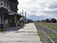 All is quiet at the Churchill, MB station platform on this August 3, 2022 morning. No VIA train today. The track forces and railroad contractors have left the terminal for another days work out on the line, and there will be no wayfreight activity until tomorrow. All the other equipment in the yard is powered down and will remain idle for the rest of the day. The station track could use a lift, level, line, and tamp one of these days.