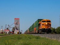 CP 148 hits track speed after a lengthy power swap in Moose Jaw resulting in a solo show by CP 8781 as it hits track speed at Milestone SK. The historical Grain Elevator still stands with some modern refurbishments which unfortunately block much of the south-eastern face.