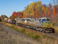 CN L570 passes through Mile 30 of the Halton Subdivision on their way back to Aldershot behind a pair of ex CREX.  Happy Thanksgiving Everyone