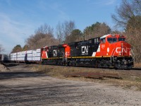 CN 3301 and CN 3300 make their maiden voyage across the CN Dundas Subdivision on a sunny October morning.  These are rebuilt GE C44-9W's that are now classified as GE AC44C6M's.