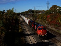 CN 100 unit CN 3150 leads CN 310 past Ballantyne. In a short distance it will stop to set off cars near Turcot Ouest.