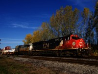 CN 3816 & CN 3968 lead CN 120 past the end of the Butler Spur.