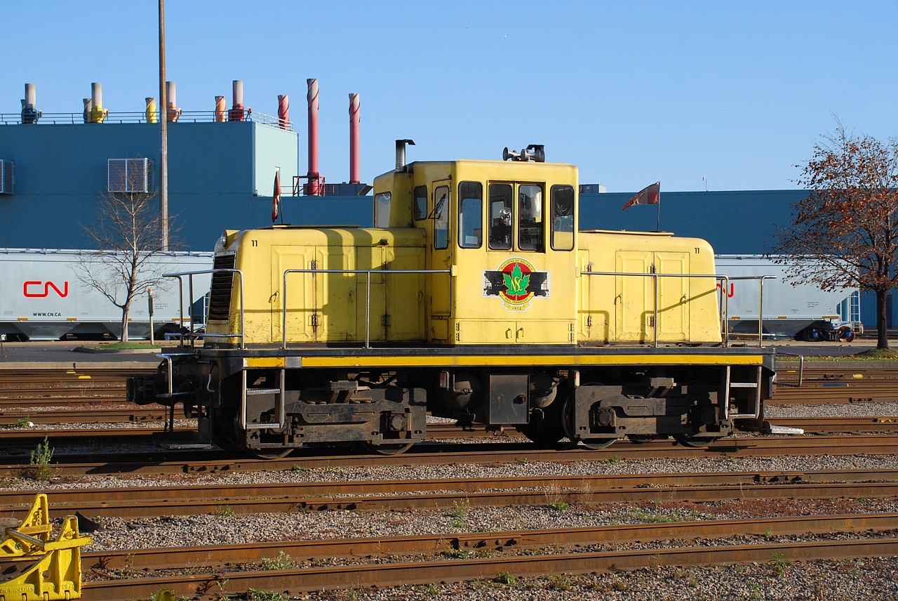 National Steel Car 50 tonner #11, acquired new by NSC in 9/1954, suns itself on a quiet weekend afternoon.  The 68 year old GE will soon be replaced by SW1001's from Korean National Railroad, acquired via locomotive dealer National Railway Equipment.  NSC is right in my own backyard and I can count on one hand how many photos I have of NSC GE's.  I'm interested to see what their new switchers look like.