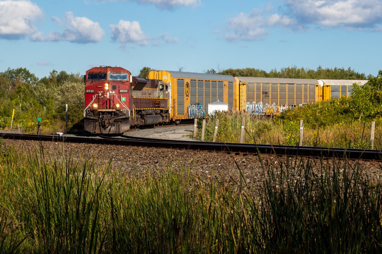 CP H19 crawls off the CP Oshawa spur and onto the Belleville sub with an odd duo for a local. CP has been adamant on putting GEs for their H19 local almost always since the start of the train in February. For a short time in September, CP 8532 and CP 7012 did the job, with CP 8532 leading every trip. As of late October 2022, the job is back to daily 1 or 2 Gevos which is much less interesting.