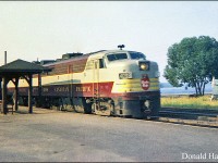 This is the Alantic Limited. The daily passenger train between Montreal and St John. The MLW locomotives FPA2s were the standard for the Maritines during the 50s and 60s. The nick name of this train was the Halifax.