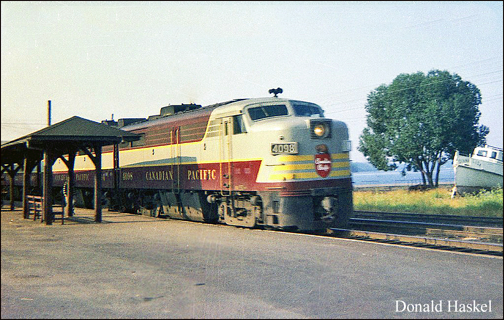 This is the Alantic Limited. The daily passenger train between Montreal and St John. The MLW locomotives FPA2s were the standard for the Maritines during the 50s and 60s. The nick name of this train was the Halifax.