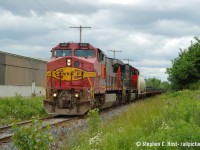 What would you choose if you had to choose between a Conrail leader or a former ATSF leader, but you couldn't chase both? I chose this over <a href=http://www.railpictures.ca/?attachment_id=23211 target=_blank> Conrail (click here to see pic)</a> as both trains were on the Talbot at the same time. Comment below on what you'd choose or if you want to give me hell for my choice :) Pictured is CN 582 heading south on the Talbot sub after getting a clearance from the NI dispatcher, item 7 against  NS 8349  south. Item 7 means both trains follow each other giving track clearances as they go.
