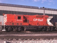 Nice view of GMD GP7 #8410 in the afternoon sun.  This unit became re-manufactured to GP7u #1510 by the early 1980s; and in 2011 it became the property of the Northern Plains Railroad as their GP9R 1510. I believe this locomotive may still be operational; hard to believe since it was built way back in 1952. I saw it back in 2016 at Fordville North Dakota still in tattered old CP red.