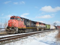 What I believe is CN 383 rips by Powerline Road with a rather Canadian lashup in tow. It is a shame, with only one BCOL C40-8 left operating, I regret taking this for granted, given how fast things were retired. At least the C44's are holding their own, for now. 