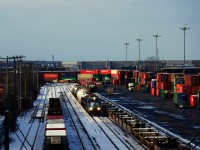 After switching out Coke, CP G95 is heading through Lachine IMS Yard to get back to St-Luc Yard. Normally they would go back to the main line going the other direction, but CP 112 was coming and would follow CP G95 into the yard.