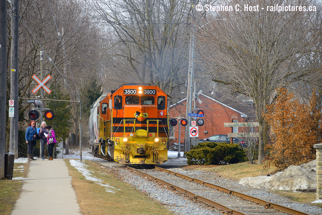 There's something inviting when railway and a sidewalk are side by side with no fencing and well manicured landscaping exists, almost like the two can actually co-exist as opposed to Metrolinx' want to fence everything off with impunity. This scene along Cardigan St in Guelph is one of my faves in town.