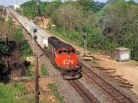 CN 145 with CN SD40-2W 5263 at Aldershot West on the CN Oakville Sub as Construction begins for the third track between Burlington to Bayview.