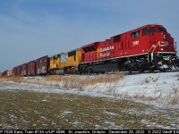 As the snow melts with rising temperatures CP Train #134 heads eastbound on the CP Windsor Sub on December 28, 2022.  The CP 7028 and UP 4066 pair came west on train #135 the day before when they were plagued by issues.  From losing the UP unit and having to double the hill at Campbellville, to computer issues on 7028 in London, the train finally made it to Windsor around 11:00pm on the 27th resulting in this early morning eastbound run.  Not sure they had the power issues resolved, but at least the horn on 7028 worked today!! All tolled train #134 had 544 axles at the detector, so I'm hoping they had a better eastbound run than they did heading west the day before....