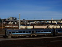 A string of Bombardier MR-90 cars, out of service nearly two years now and destined for scrap are seen in EXO's yard. About half of the cars that had been stored here have already left the yard to be scrapped at AIM in east end Montreal.