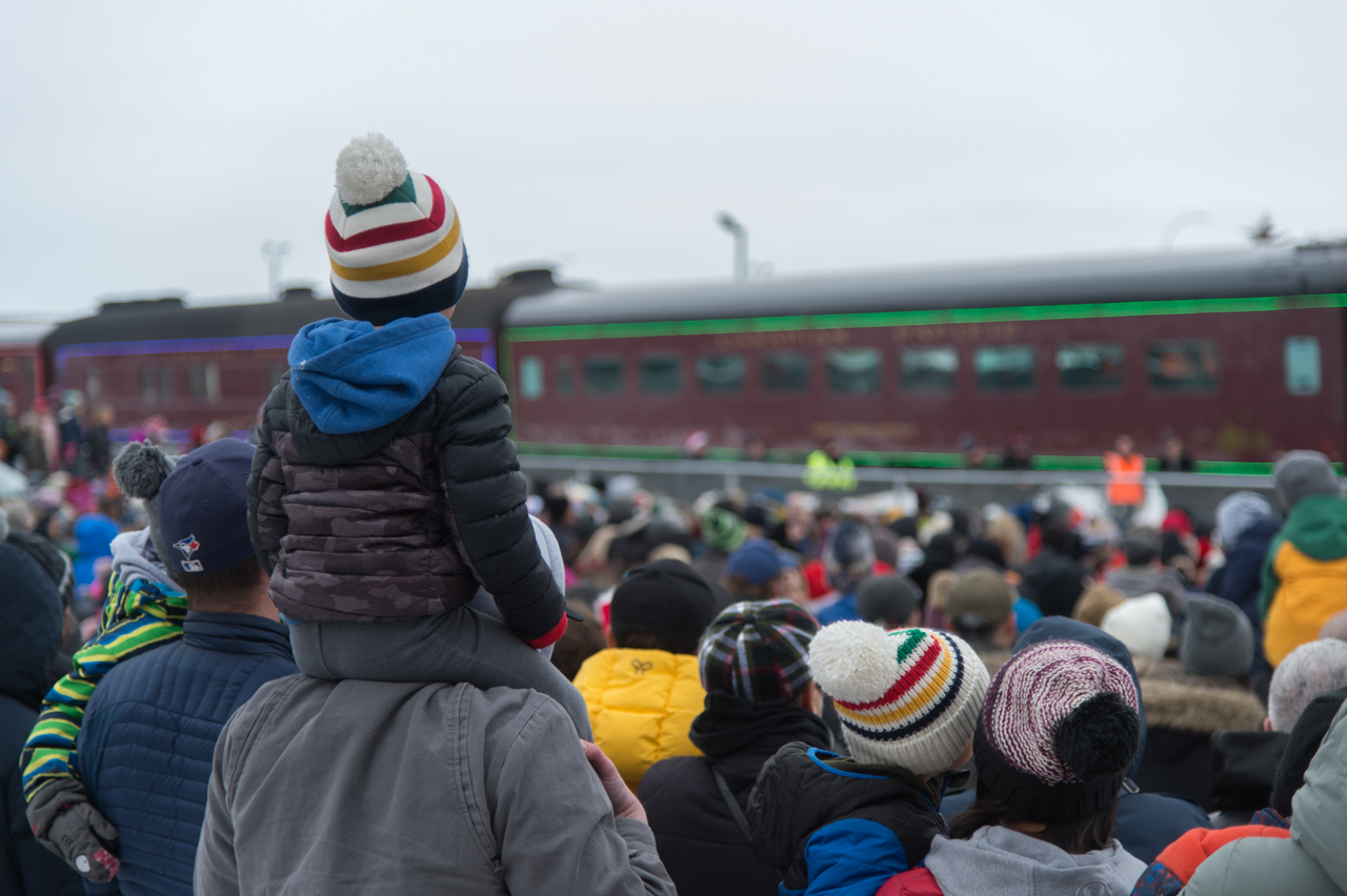 What's more Canadian than kids wearing Hudson's Bay touques coming to see the CP holiday train? I was at Cochrane, Alberta to see the train and spotted this family and decided to be a be a artistic with the camera, rather than just another shot of the train.