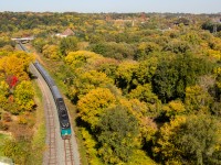 VIA 6446, VIA 6459 haul the Canadian through the Don Valley in Toronto as the fall colours start showing hints of change. Unfortunately, the lower Don Valley was mostly yellows this year and had very few vibrant red shades present. Also, although it isn't shown in the photo, this was the 2nd last VIA 2 without the buffer car on the tail. An end of an era for sure. 