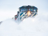 During the winter of 2021/22 the Yorkton subdivision running from Melville SK to Canora SK had constant problems with snow. With the entire area suffering from heavy snowfall, the Yorkton sub is notorious for drifts because of the north-south operation in open prairie flatland. BCOL 4646 heads south toward Melville only hours after 583 went north with GECX 2029 in the lead. In the short time the drifts completely refilled making an enjoyable trip,