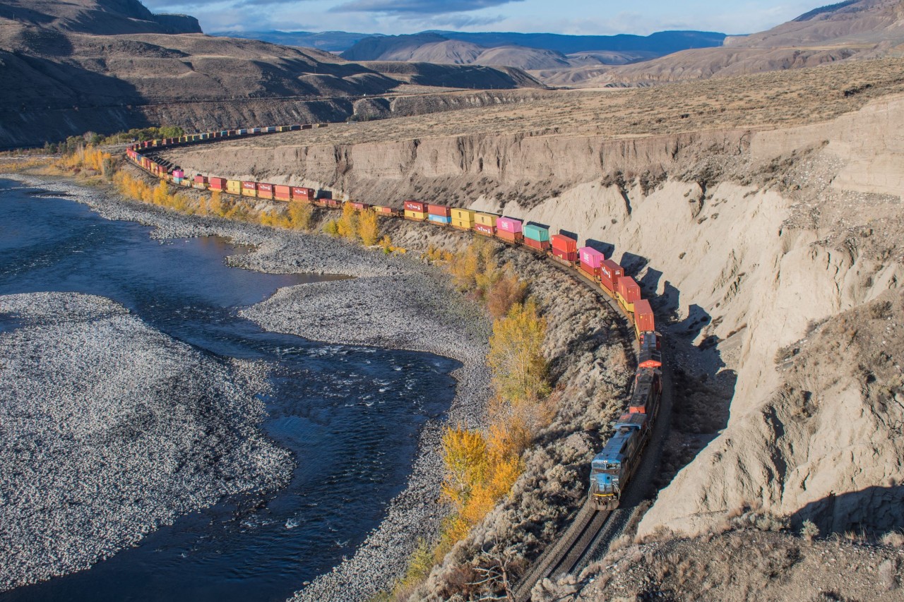 IC 2466 leads Q102 towards Kamloops on the Ashcroft subdivision. The train would later meet a westbound coal train at Savona BC and continue to Kamloops where a new crew would take it further east