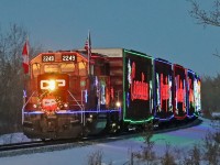 The Holiday Train waits just outside Josephburg so it can move up and make an on time arrival at the show site.