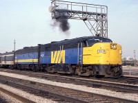 Memory fails me regarding this shot; but I often went down to Burlington West for #75 which came to a stop just after 1600 hrs, so figuring this is it. The sunlight angle seems about right.  Seen are VIA 6781 and 6615 about to depart westward.