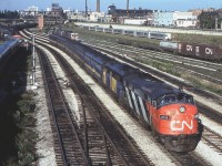 George Cheatwood caught VIA train #82 in Toronto on September 3, 1979. The power was CN 6519 and VIA 6779.