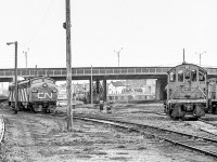 It is mid-June 1970 at the CN Spadina engine facility in Toronto. CN 3232 and others can be seen.