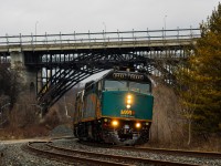 VIA 2 applies its breaks liberally as it gradually descends down the Don Valley to arrive at Toronto. Behind it is the Prince Edward Viaduct, built in 1918 to serve some impressive urban capabilities. The upper deck holds the busy Bloor Street East and a pair of bicycle lanes, whilst the lower deck serves as a vital and scenic connection for the TTC Line 2. I'm curious if I'll be able to find any oldies when there were once streetcars on the upper deck. In future, I may return to attempt getting a T1 in the shot...