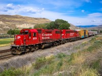 The Kamloops to Ashcroft turn spots a customer with CP 3074 and CP 5017.