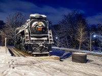 Sitting cold and quiet, her fire last dropped 58 years ago, CNR 6167 looks right at home in John Galt Park.  The 6167 Restoration Team, a part of Guelph Museums', has been slowly working away since the Northern was moved to this site <a href=http://www.railpictures.ca/?attachment_id=43392>in November 2020.</a>  Work has included coupling the locomotive and tender together, including moving the tender by hand; reinstalling the driving box cellars; reinstalling grease pans in trailing truck journals; and finally adding the CNR herald to both sides of the tender.  6167 is planned to be fully repainted in the next year or two, and the city will be installing a hydro hookup for continued restoration.<br><br>For anyone in on it... benches at right :)