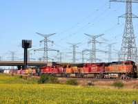 CP 134 with a colourful mix of power passes Hornby East on a nice late summer day.