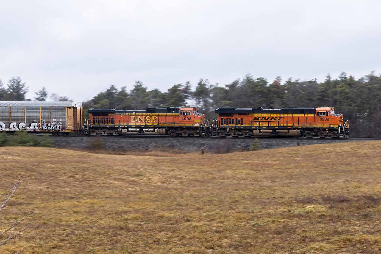 On as grey a day as you can get, CP 234 adds a little out-of-the-ordinary colour to the morning.