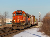 I SEE YOU...
CN 529 races by Goreway Dr in Brampton with a nice zebra duo of CN 4725 and CN 4713, along with 7 cars for industries in the MX Weston sub. Upon close inspection of the 4725, one would notice the massive eyes spray painted onto the nose, on either side of the headlight. A quick internet search reveals the eyes originally date back as far as 2006, but it seems as though they have been reapplied numerous times, the most recent being a couple of years ago. 