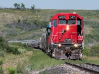 MGLX 5493 heads south after just clearing Lumsden Saskatchewan
