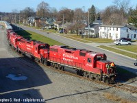 Glory days when five GP38-2's power the Wolverton Hagey turn on a beautiful November day in 2019. Most of the time this job has two or three units, but not five. One was set off for T98 to lift the next day (for the Hagey yard job) and the rest went both ways.