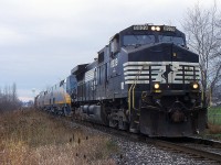 Image caption: NS 445 with NS C40-9W 8939 and four brand new VIA Rail P42DCs are being delivered from GE to VIA Rail to be put in service on regular VIA trains.