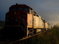 Working the 0400 Chetwynd roadswitcher normally meant a serious lack of sleep on my part, however there were some great photo opportunities that came along with the long days. Here, Dawson Creek bound train 579 with its three 2400s awaits a crew as the rising sun breaks through the low clouds at the north end of Chetwynd yard. 