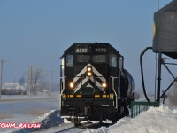 PRS (VLSX) 5232 Hauls a single tanker to the CP Rail yard,
going about 10 mph on the CN Lilyfield Spur.