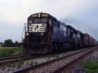 A late evening NS 327 through St. Catharines on the CN Grimsby Sub in 1996.