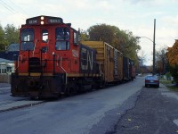 CN 549 with CN SW1200RS 1394 heads up the Townline Spur for Interlake Paper in 1997.