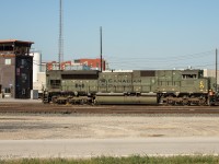 CP 7022 seen pulling up light power to grab a switch in F Yard.