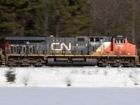 From a railfanning perspective, I am no fan of DPU's.....power should be at the front unless you're in the mountains, but the railroad CEO's refuse to take my calls about it. So, panned in the middle if 183 on a ridiculously beautiful February day in Muskoka.