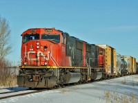  A pair of SD75Is bring their train south approaching Edmonton.