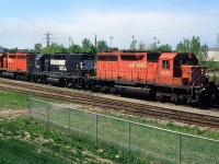 NS 328 with CP SD40 5552, NS GP38-2 2846 and CP SD40 5531 in Merritton