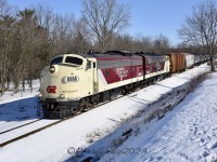 A rare appearance by OSR's matching pair of F9's as they depart Ingersoll, ON., for Putnam and then onto St. Thomas on a beautiful sunny winter's day.