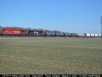 CP 8111 leads NS SD70ACe #1033 on CP train #231 as it rolls through Puce, Ontario on a beautiful March 5th of 2023...
