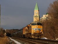 UP 5260 leads CP 529 past the historic Summerhill Clock Tower on the North Toronto Sub. When I had seen this train earlier in the day, the faded yellow was a little more apparent, so I was happy to see it in the golden hour where the parallels in light and the paint did it some justice.